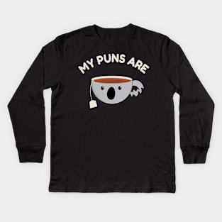 my puns are koala tea Kids Long Sleeve T-Shirt